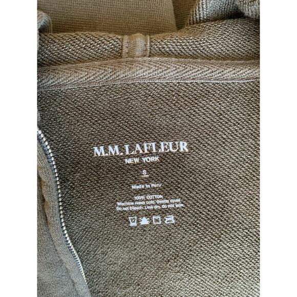 M. M. Lafleur Full Zip Hoodie in Army Green Small Knit Pockets Cotton Outdoor - Picture 3 of 3